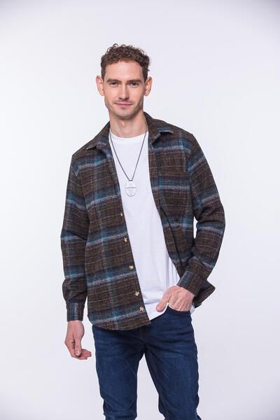 Fitmens Мъжка риза с голям размер, мека на допир, 100% памук, с каре, в подар...