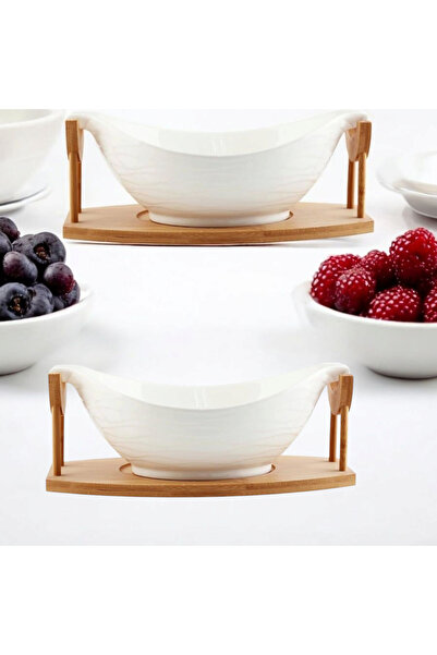 Modern shop Large Salad, Fruit and Food Bowl with Wooden Stand for Serving and Hosting