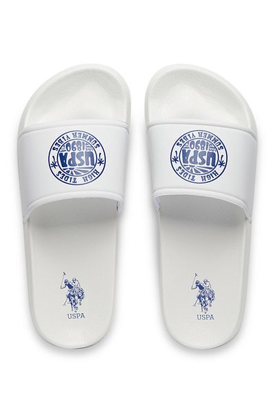 U.S. Polo Assn. Women's White Slides - Stylish Lace-Up Design, Perfect for Casual Outfit