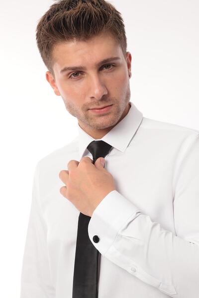 Fitmens Shirt Tie Cufflink Set (Plain Tie in Gift Box + Satin Shirt + Cufflinks) Fs-003021 - Be