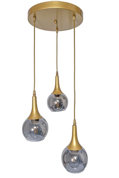 Fer Avize Fred Modern Decorative Antique Color Glass Pendant Lamp Living Room - Kitchen - Bedroom 3-Piece Chandelier