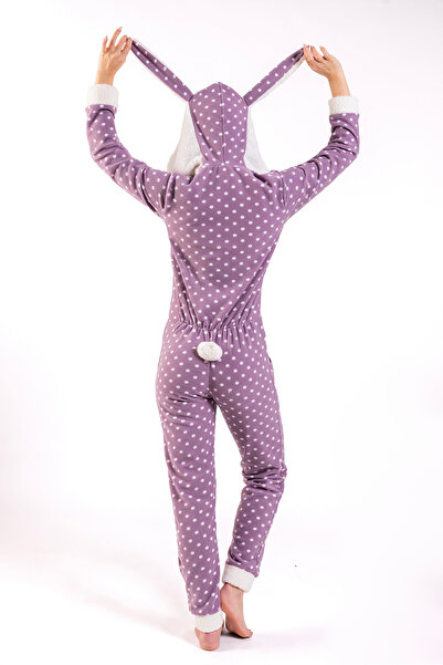 Ecrou Women's Lilac Rabbit Small Polka Dot Fleece Jumpsuit