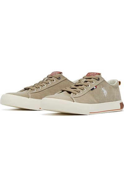 U.S. Polo Assn. Men's Beige Low-Canvas Top Sneakers - Lightweight, Comfortable for Everyday Outfits