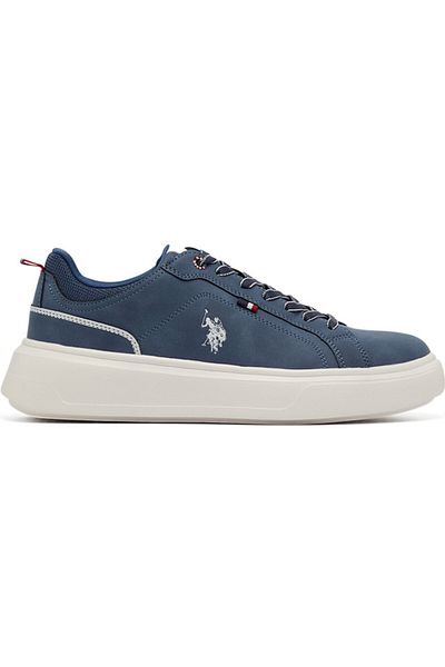 U.S. Polo Assn. حذاء رياضي رجالي منخفض الرقبة باللون الأزرق الداكن - تصميم عصري برباط، مثالي للملابس اليومية غير الرسمية