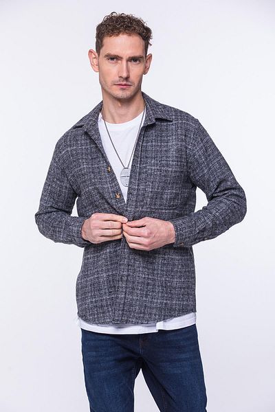 Fitmens New Season Men's Lumberjack Shirt - Cotton, Shirt Collar, Anthracite Fs- 002168   - Oversize Gift Box