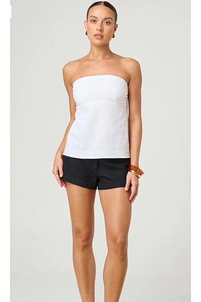 Madmext Weiße trägerlose Bluse aus 100 % Baumwolle Mg2354