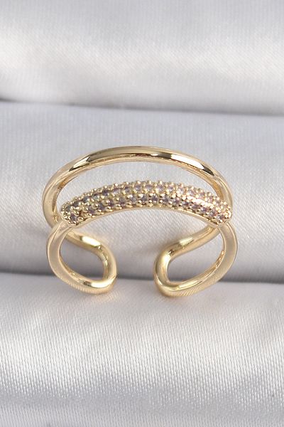 Skygo Brass Gold Color Zircon Stone Women's Ring - Tj-Byk3492
