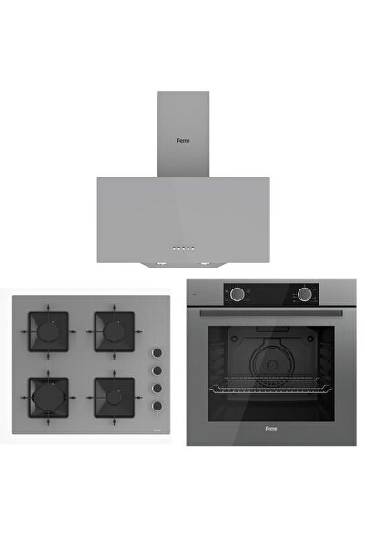 Ferre Gri Set (D088 Gri Davlumbaz -SS208 Gri Ocak- XE61CPR Gri Fırın)