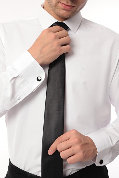 Fitmens Shirt Tie Cufflink Set (Plain Tie in Gift Box + Satin Shirt + Cufflinks) Fs-003021 - Be