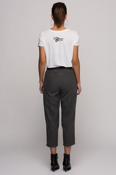 Cotton Mood 7390004 Houndstooth Front Pleated Pocket Trousers Fume