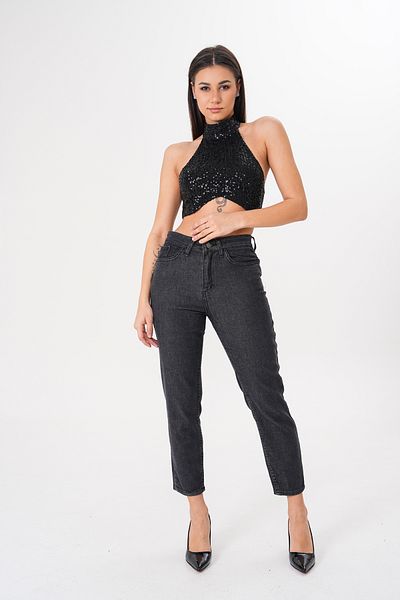 JANSO GROUP - Women's Smoked Color Mom Boyri̇end Jeans