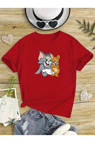 New Shine 1 T-Shirt Is a Gift for Purchases of 6 or More in the Cart - Tom and Jerry Printed Oversize T-Shirt
