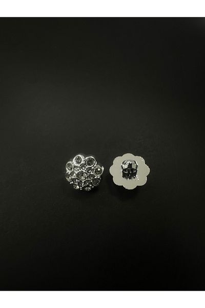 T.T Polnet Button Silver Stone Metalized Evening Dress Button 10 Pieces.