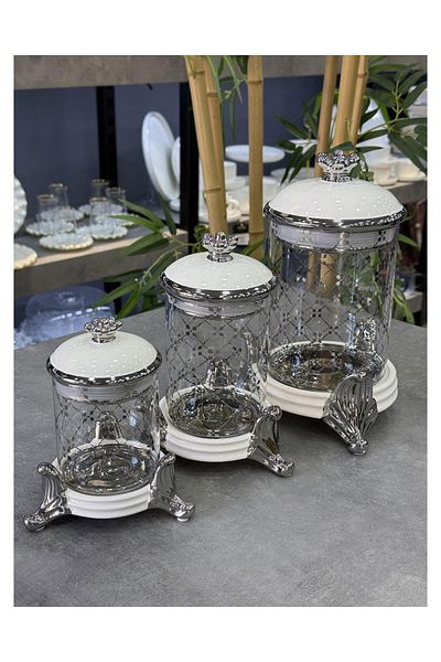 ROY KING Gold Silver 3 Grain Jar King Porcelain Avangarde Set