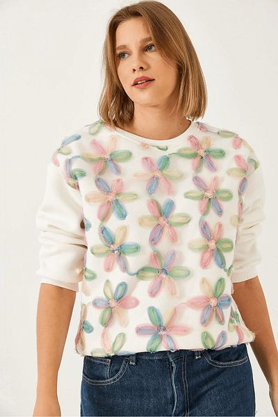 İKLİM LİFE Daisy Embroidered Sweat