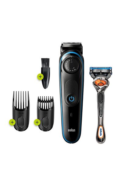 Braun Beard Trimmer For Men With 2 Combs And Free Gillette Fusion Proglide Razor BT3040 - Black