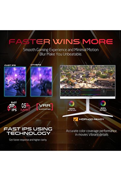 GAMEON شاشة GOA27FHD190IPS Artic Pro Series مقاس 27 بوصة FHD، بمعدل تحديث 190 هرتز، ووقت استجابة 0.5 مللي ثانية