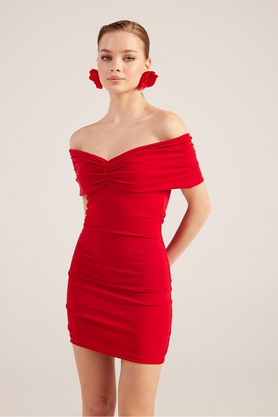 HOLLY LOLLY Madonna Collar Mini Muse Dress Red
