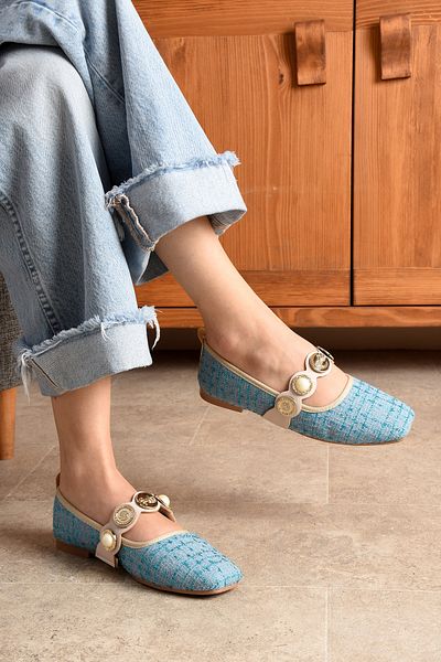 topukludünyası Pantofi de balerină de damă din țesătură din tweed colorați