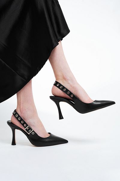 Marjin Ragon Black Damen-Stiletto-Schuhe mit Trock- und Schalabsatz