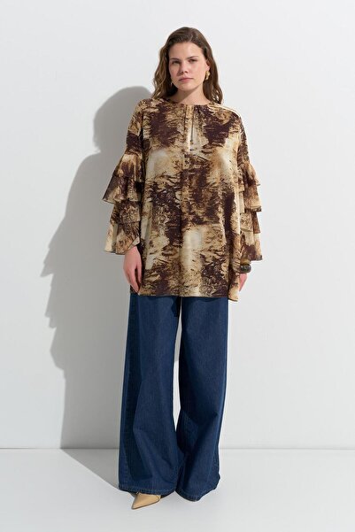 KADRİYE BAŞTÜRK Kalia Patterned Tunik, Turkish Coffee Style