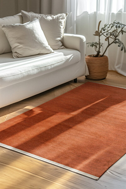 dekozer Azra Kiremit Özel Kaymaz Tabanlı Pamuk Dokuma Kilim