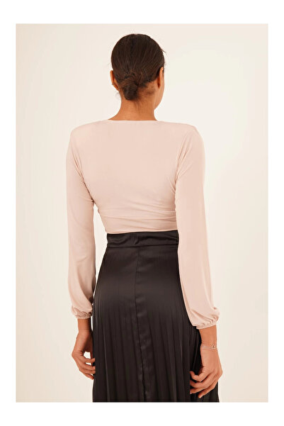 Cotton Mood 23254223 Sandy Double Breasted Collar Gathered Padded Long Sleeve Blouse TAS