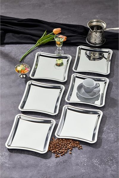 ŞAKİLATA CONCEPT Luxury 6-Piece Metal Presentation Tray, 22cm, Single Piece