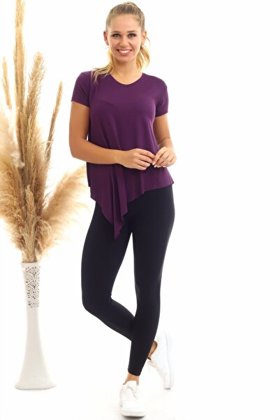 Cotton Mood 20060632 بلوزة فيسكوز بياقة على شكل حرف V وأكمام قصيرة غير متماثل...