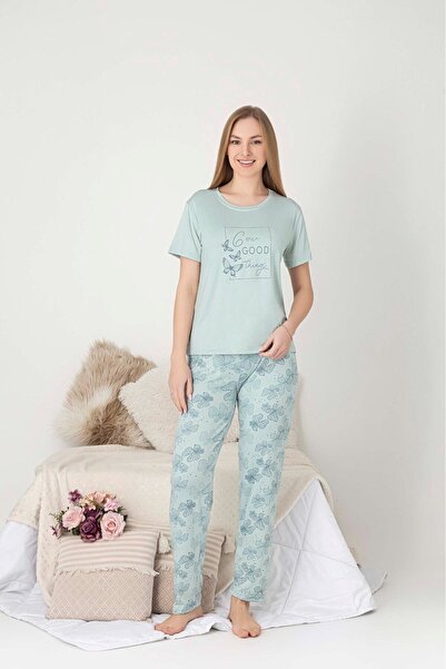 bie's Γυναικείο σετ καλοκαιρινής πιτζάμες με κοντό μανίκι Milan με μοτίβο με ...