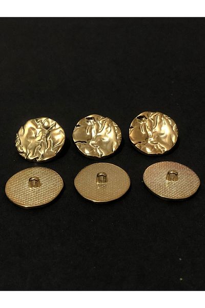 beynaaksesuar 40 Size Metal Buttons with Gold Color Wrinkled Design - Pack of 6 for Coat, Trench Coat, Jacket