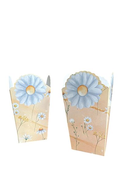 Cadde Süs Daisy Themed Popcorn 8-Piece Corn Box