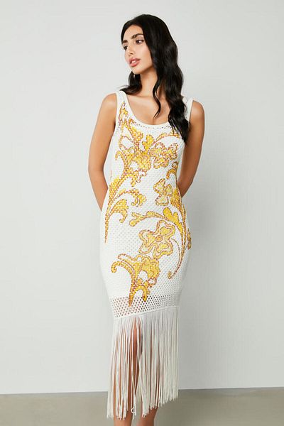 femi9 fringe hem knit dress