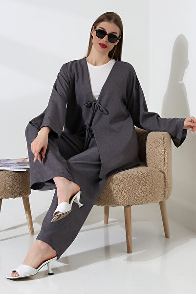 ensade Oversize Kimono Vest & Palazzo Trousers Summer Hijab & Stylish Classic Set