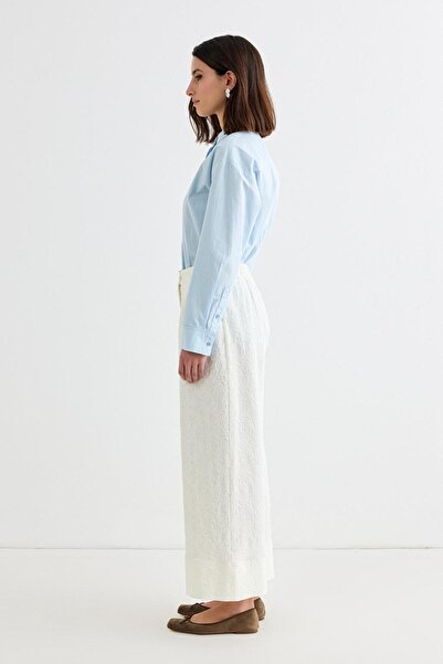 KADRİYE BAŞTÜRK Textured Culotte Trousers Ecru