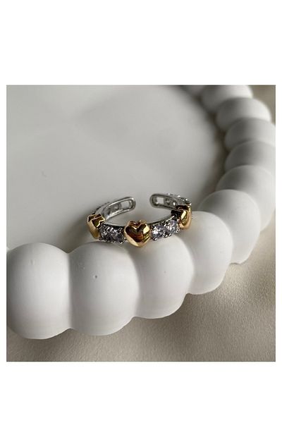 gaila design Heart Detailed Stone Adjustable Ring
