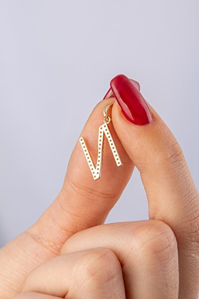 Fiyonk Kuyumculuk 14 Ayar Altın Taşlı N Harf Kolye Ucu