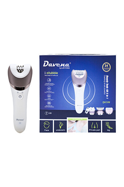 Davena مجموعة أدوات التجميل 5 في 1 ماكينة حلاقة و تشذيب للنساء DV199 - أبيض