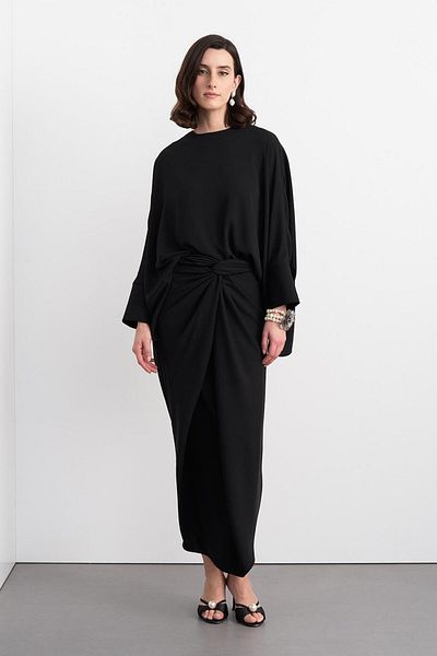 KADRİYE BAŞTÜRK Doha Tunic - Black Wrap Skirt Set
