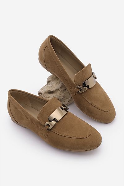 Marjin Tan Suede Γυναικεία Loafer - Buckle Casual Shoes Forez