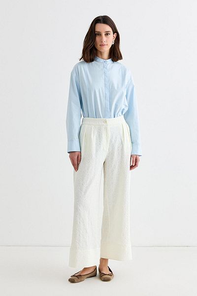 KADRİYE BAŞTÜRK Textured Culotte Trousers Ecru