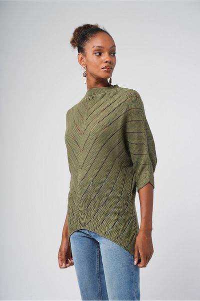 Hopoi Women's Openwork Asymmetrical Sweater