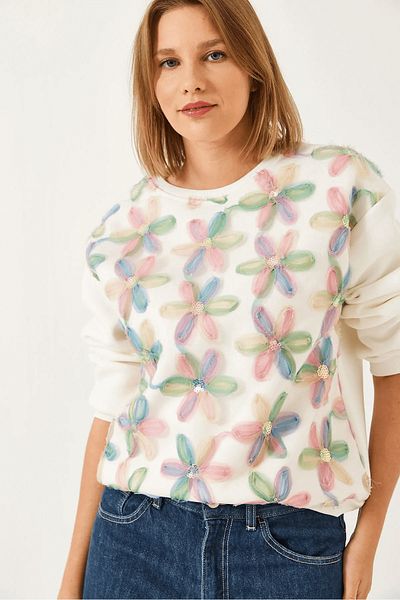 İKLİM LİFE Daisy Embroidered Sweat