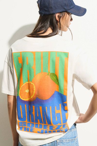 Pull & Bear Orange graphic T-shirt
