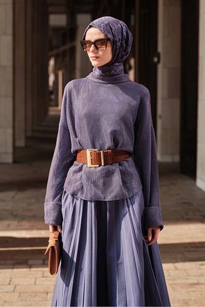 Armine Διχτυωτή μπλούζα με ζώνη 25y3700 Misty Purple