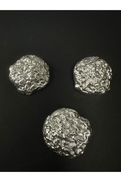 T.T Silver Crinkled Polnet Buttons 3 Pieces Large Size Coat Jacket