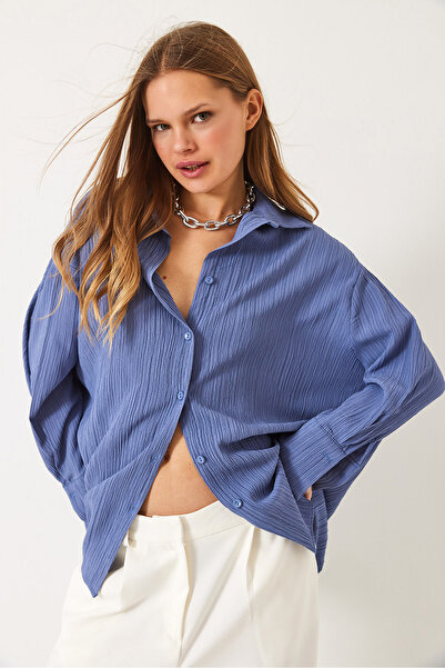 Bianco Lucci Kadın Düşük Omuz Oversize Basic Bürümcük Gömlek 60392 60271069