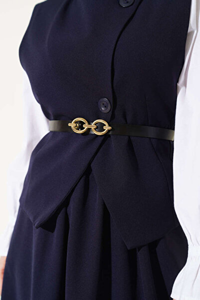 VOLT CLOTHİNG Kadın Çapraz Düğmeli Kemerli Etekli İkili Takım