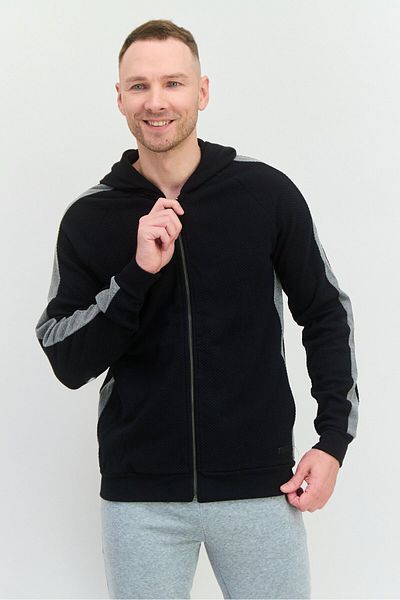 Civil Society Men Hooded Textured Long Sleeves Sweatshirt, Black
