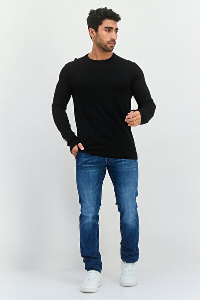 Perry Ellis Men Crew Neck Solid Sweater, Black